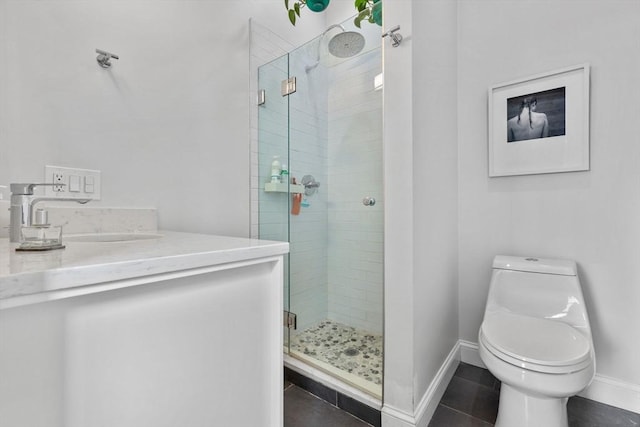 148 Winthrop Shore Dr Unit 4, Winthrop, MA 02152 - full bathroom featuring a stall shower, baseboards, toilet, and tile patterned floors