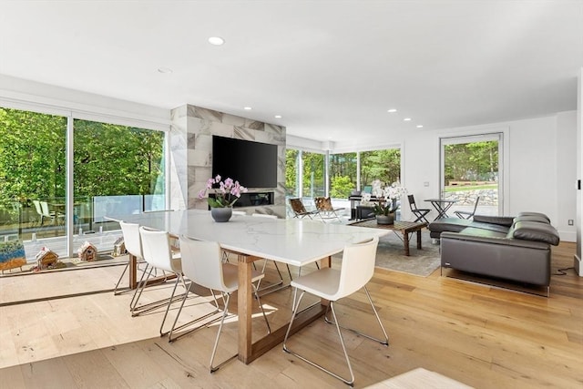 30 Whipple Rd, Lexington, MA 02420 - dining area featuring light wood finished floors and recessed lighting