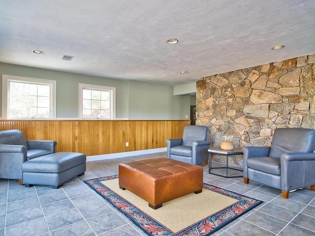 interior space with wood walls