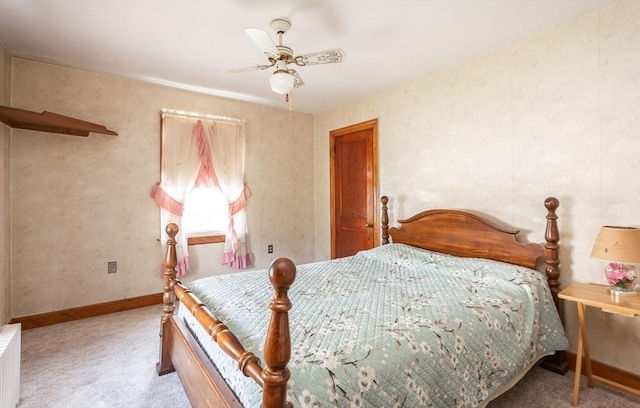 195 Hooper St, Tiverton, RI 02878 - bedroom with carpet floors, ceiling fan, radiator, and baseboards