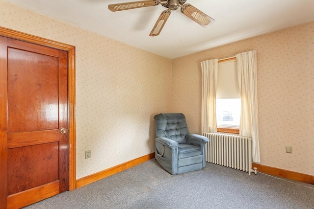 195 Hooper St, Tiverton, RI 02878 - unfurnished room featuring radiator, carpet, ceiling fan, and baseboards