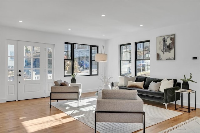 living room featuring light hardwood / wood-style floors