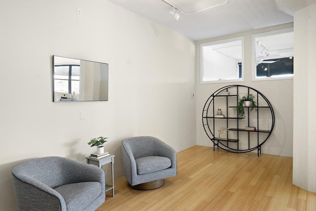 sitting room featuring wood-type flooring