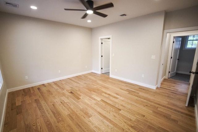 140 Tispaquin St, Middleboro, MA 02346 - empty room with ceiling fan, light wood-style floors, recessed lighting, and baseboards