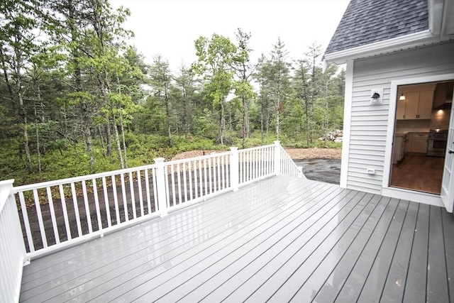 140 Tispaquin St, Middleboro, MA 02346 - wooden terrace featuring a forest view