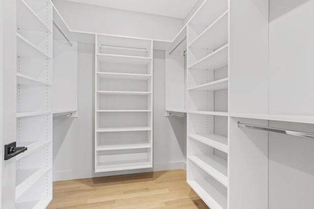 walk in closet with hardwood / wood-style floors