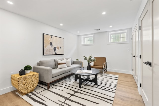 living room featuring light hardwood / wood-style floors