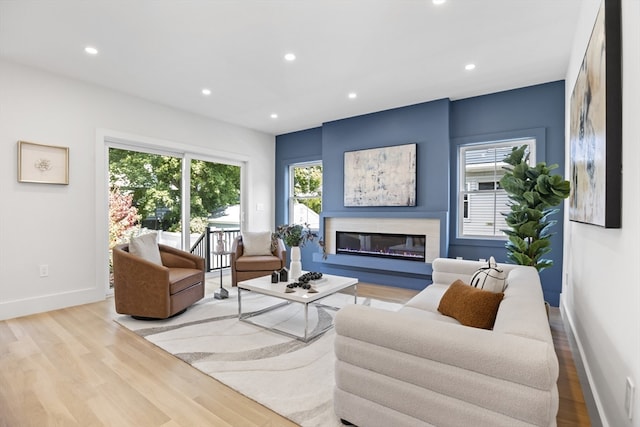 living room featuring light wood-type flooring