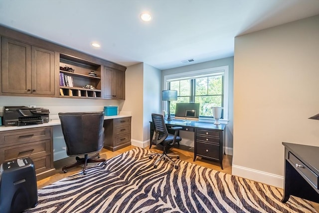 1 Putnam Rd, Bedford, MA 01730 - office with built in desk, light wood-style floors, and recessed lighting