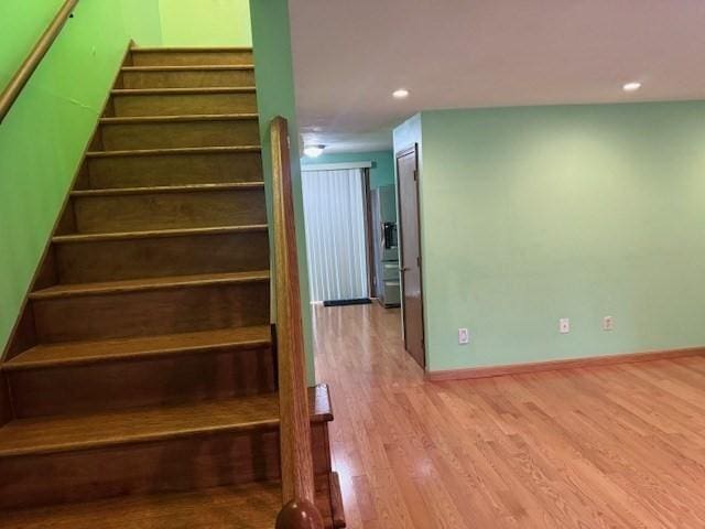 30 Wallace Cir Unit 30, Malden, MA 02148 - stairs featuring wood finished floors, recessed lighting, and baseboards
