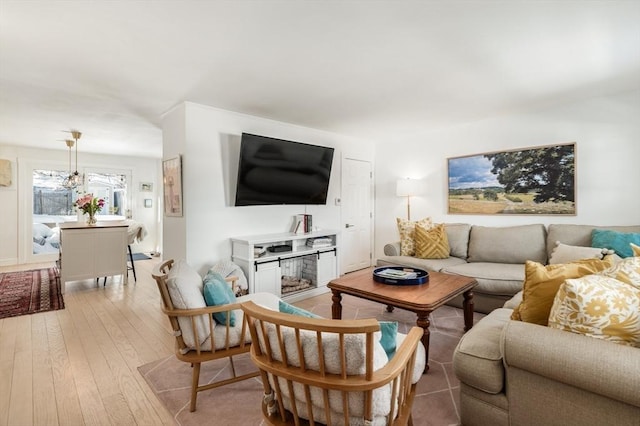 living room with light wood-type flooring