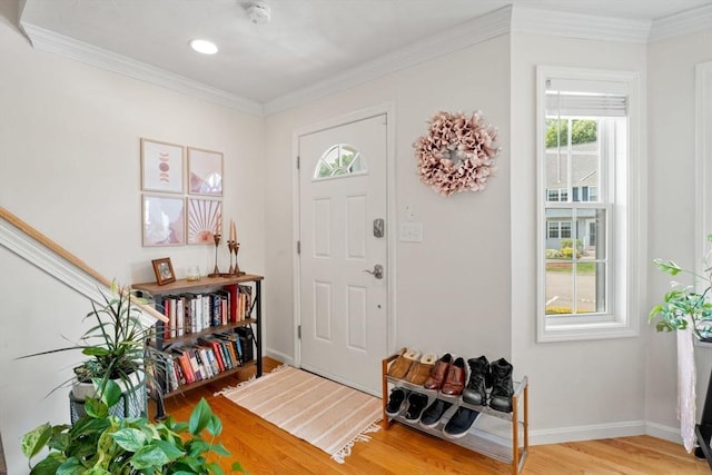 24 Merrimac Way Unit H, Tyngsborough, MA 01879 - entryway with light wood-type flooring, baseboards, crown molding, and recessed lighting