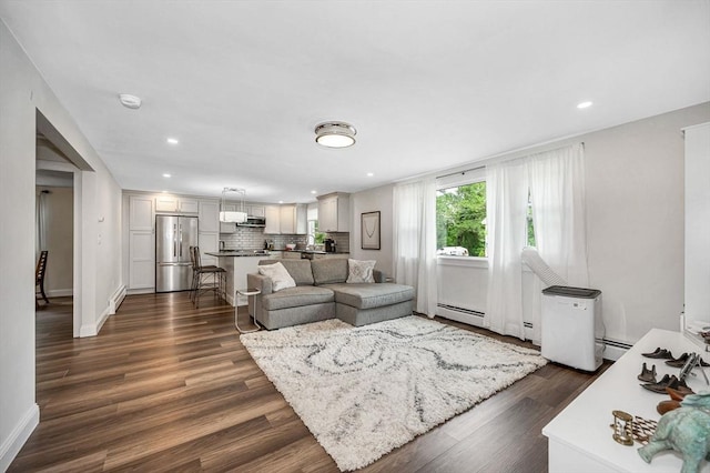 7 Washington St, Groveland, MA 01834 - living area featuring dark wood-type flooring and recessed lighting