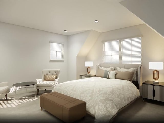 bedroom featuring carpet floors and recessed lighting