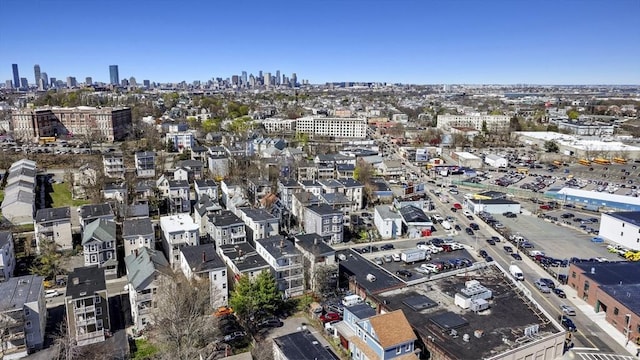 18 Lyon St Unit 2, Boston, MA 02122 - aerial view of property's location with city skyline