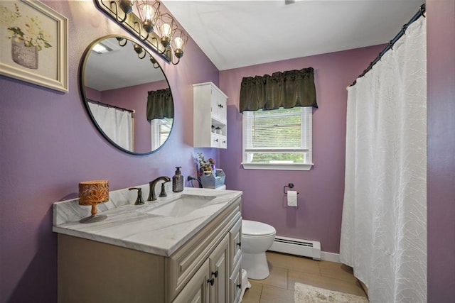 217 Hathaway Commons Rd, Fall River, MA 02720 - full bathroom featuring baseboard heating, vanity, and tile patterned flooring