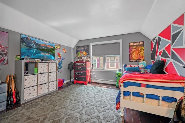 217 Hathaway Commons Rd, Fall River, MA 02720 - bedroom featuring lofted ceiling and a baseboard radiator