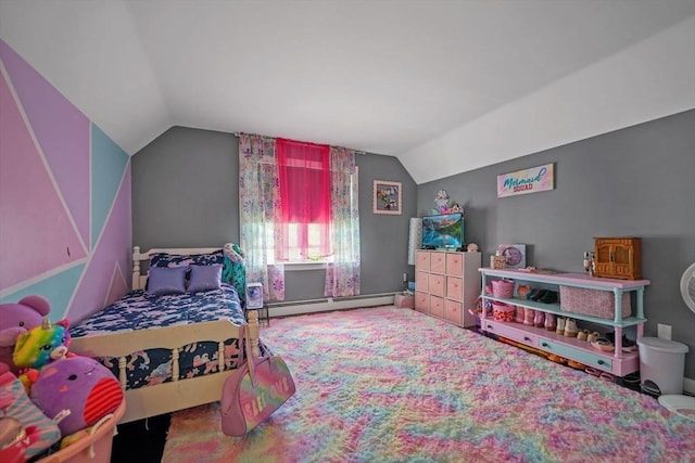 217 Hathaway Commons Rd, Fall River, MA 02720 - bedroom with lofted ceiling and a baseboard heating unit