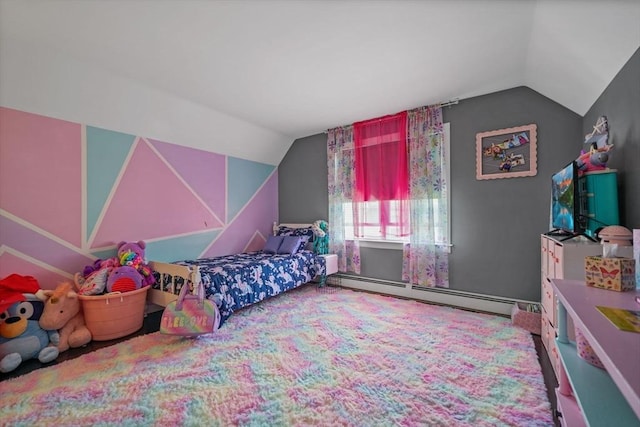217 Hathaway Commons Rd, Fall River, MA 02720 - carpeted bedroom featuring vaulted ceiling and a baseboard heating unit