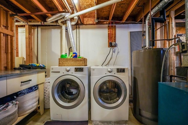217 Hathaway Commons Rd, Fall River, MA 02720 - laundry room featuring water heater and separate washer and dryer