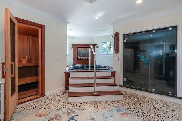 interior space featuring ornamental molding