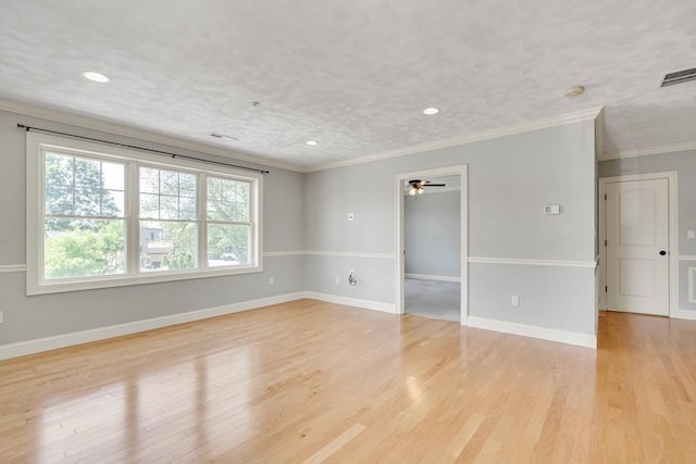 15 Church St Unit 201, Wilmington, MA 01887 - unfurnished room with light wood-style floors, baseboards, recessed lighting, ceiling fan, and ornamental molding
