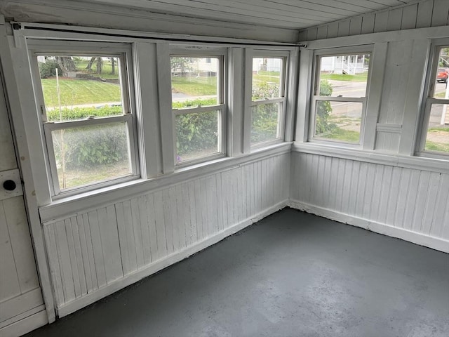 view of unfurnished sunroom