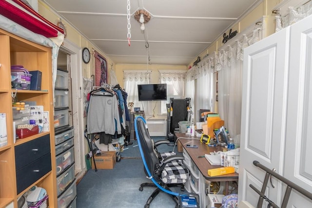home office featuring carpet flooring