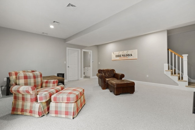 living room featuring carpet floors