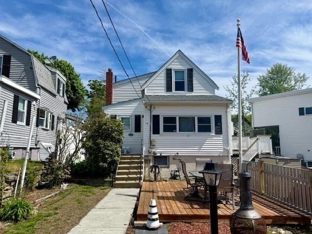 14 Pequot Rd, Weymouth, MA 02191 - rear view of house featuring a deck