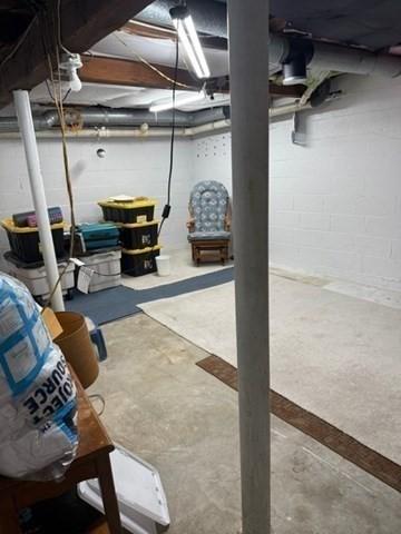14 Pequot Rd, Weymouth, MA 02191 - unfinished basement with concrete block wall
