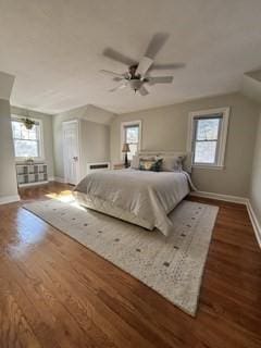 24 Congamond Rd, Southwick, MA 01077 - unfurnished bedroom with baseboards, lofted ceiling, wood finished floors, and ceiling fan