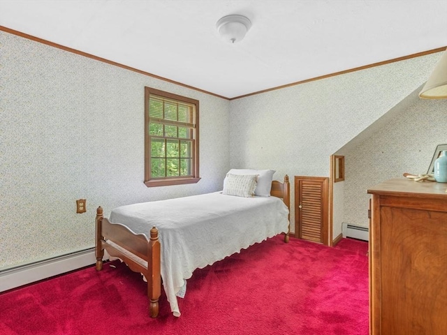 1 Winter Dr, Seekonk, MA 02771 - bedroom with a baseboard heating unit, ornamental molding, baseboard heating, and carpet