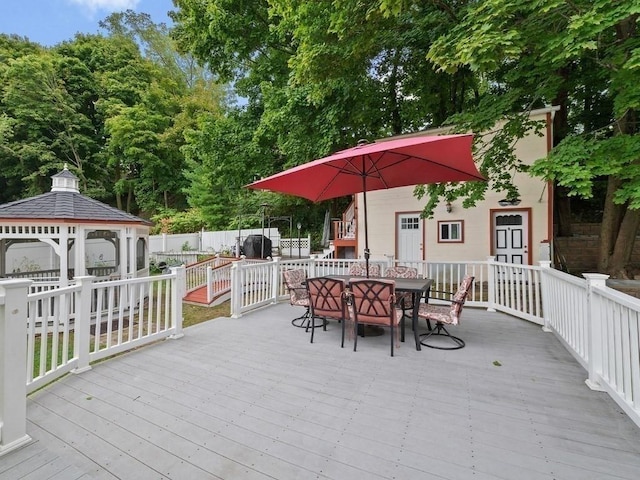 deck with a gazebo