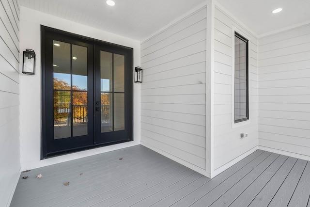 doorway to property with french doors and a deck