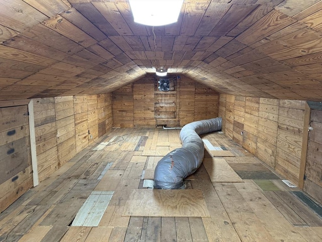 view of unfinished attic