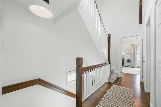 14 Turning Mill Ln Unit 14, Quincy, MA 02169 - corridor featuring wood finished floors, stairway, and a high ceiling
