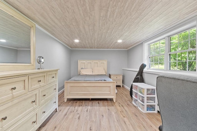 24 Joel Scott Dr, Holden, MA 01520 - bedroom with ornamental molding, light wood-type flooring, wooden ceiling, recessed lighting, and baseboards