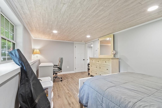 24 Joel Scott Dr, Holden, MA 01520 - bedroom featuring crown molding, wooden ceiling, light wood-style floors, recessed lighting, and an office area