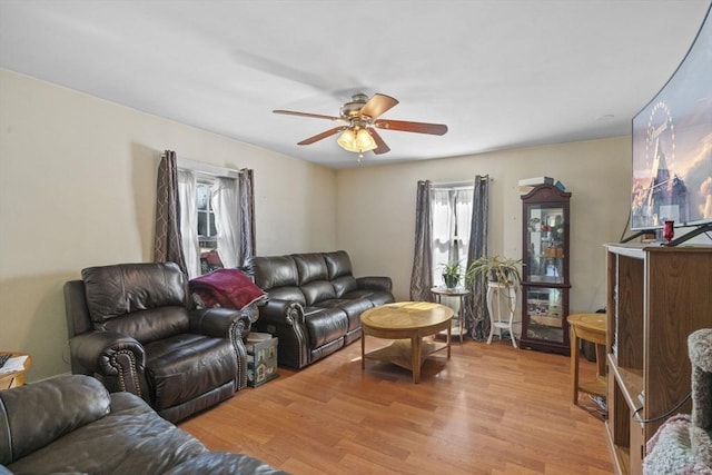 41 Endicott St, Danvers, MA 01923 - living room with a ceiling fan and light wood-style floors