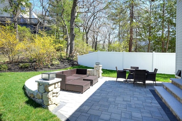 147 Ridge St, Arlington, MA 02474 - view of patio with a fenced backyard and outdoor dining space