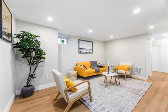 86 Cypress St Unit 8-6, Watertown, MA 02472 - living area with light wood-style floors, recessed lighting, and baseboards