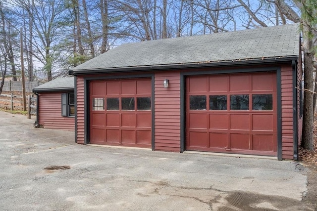 view of detached garage