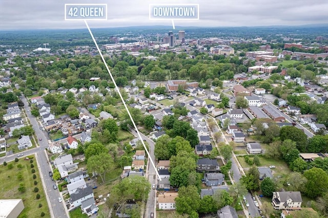 42 Queen St, Springfield, MA 01109 - aerial overview of property's location with nearby suburban area