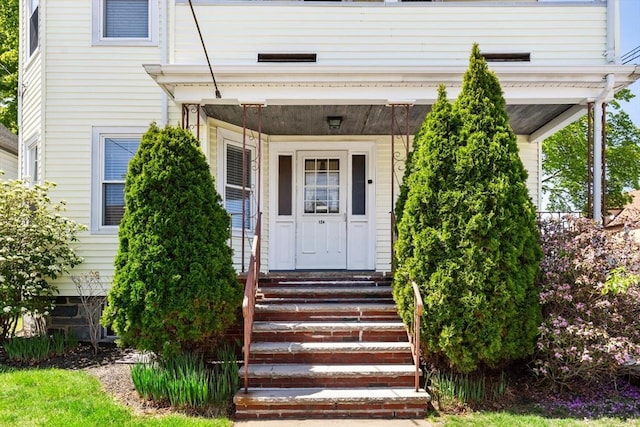 124 Grant Ave, Medford, MA 02155 - doorway to property featuring a porch