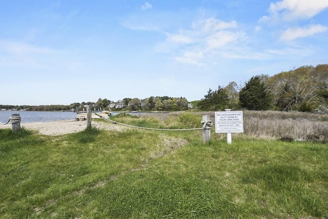 view of yard with a water view