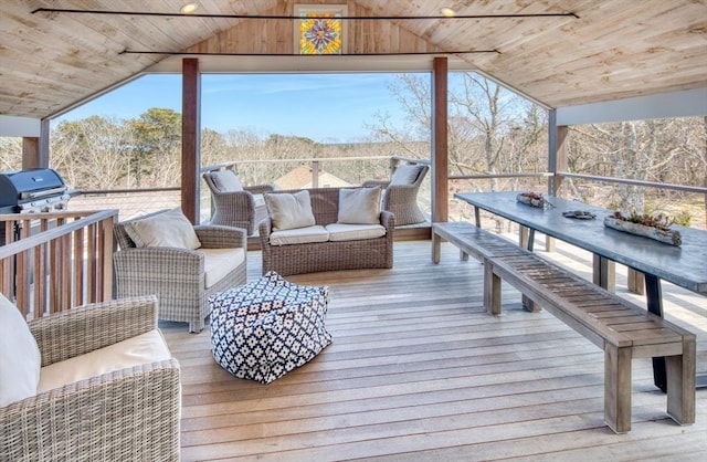 deck with an outdoor hangout area