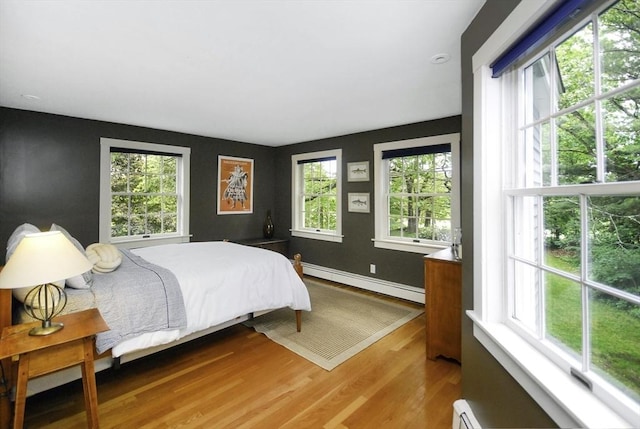 1074 Concord Rd, Sudbury, MA 01776 - bedroom featuring baseboard heating, multiple windows, and wood finished floors
