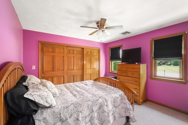 16 Blueberry Way, Webster, MA 01570 - bedroom featuring carpet floors, a closet, and a ceiling fan