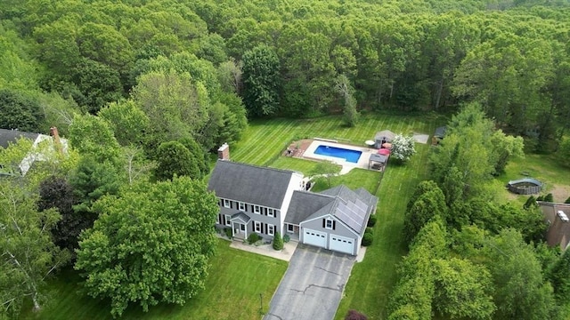 16 Blueberry Way, Webster, MA 01570 - view from above of property featuring a forest and a pool area
